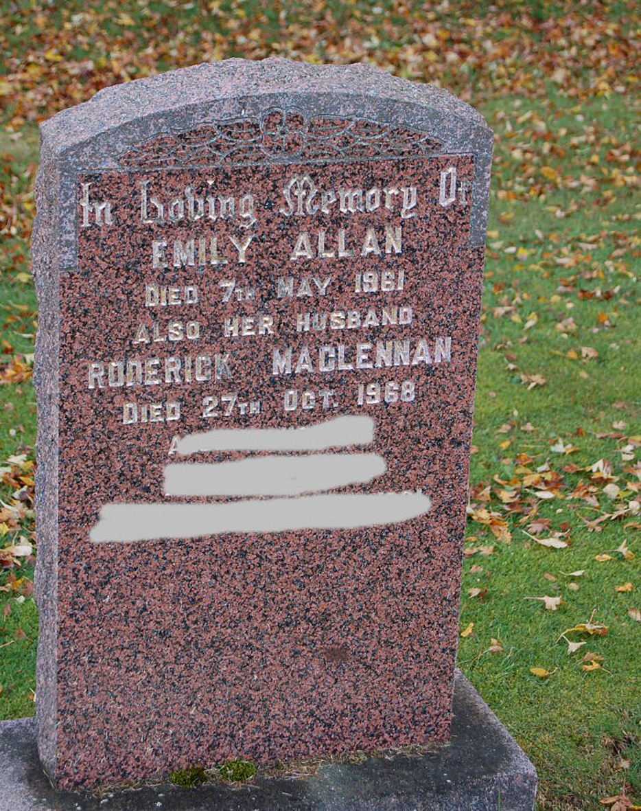 Photo of headstones/Roderick MacLennan died 1968 MI Ullapool Morefield